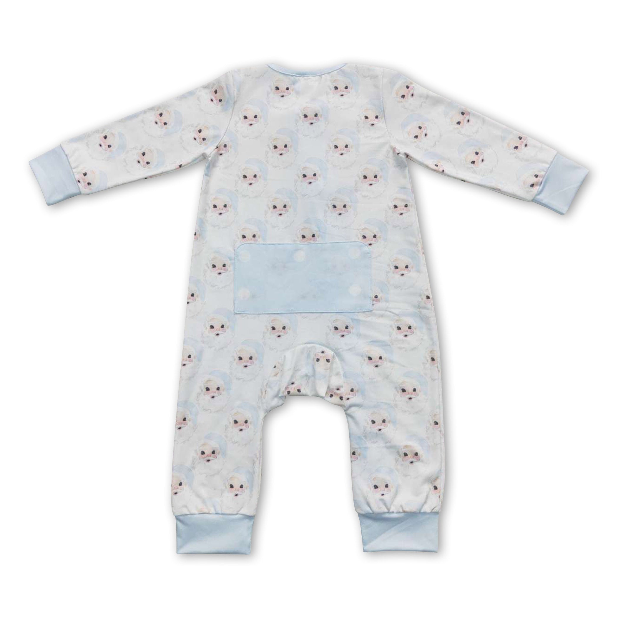 Blue santa baby boy zipper Christmas romper