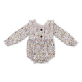 Long sleeves floral ruffle baby girls romper