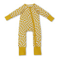 Long sleeves yellow plaid baby kids zipper sleeper