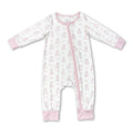 Pink long sleeves dog baby girls zipper romper
