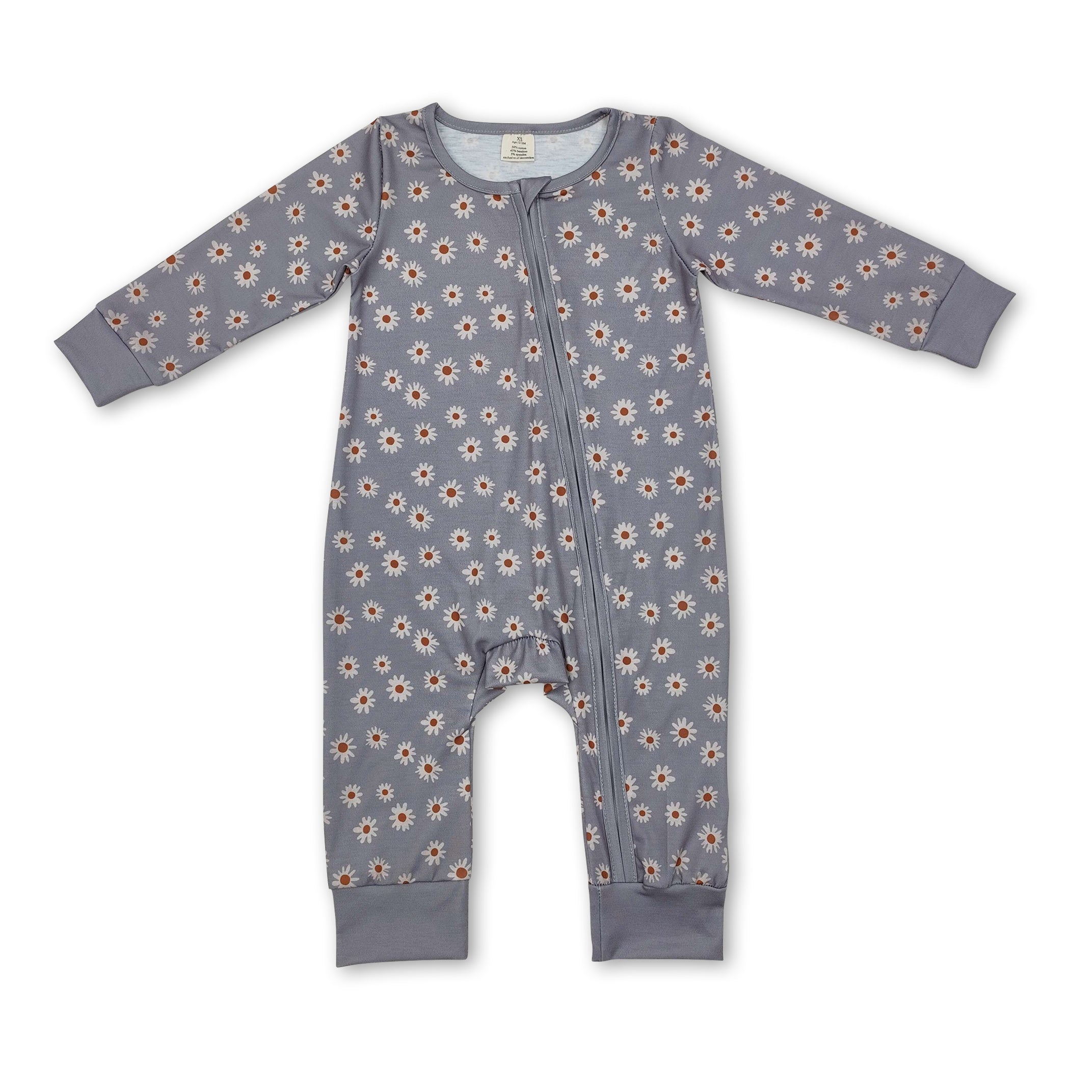 Long sleeves daisy baby girls zipper sleeper