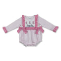 Long sleeves pink plaid boots baby girls romper