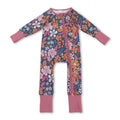 Long sleeves floral baby girls zipper fall romper