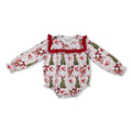 Plaid Christmas tree bow santa deer baby girls romper