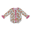 Long sleeves pink candy house girls Christmas romper