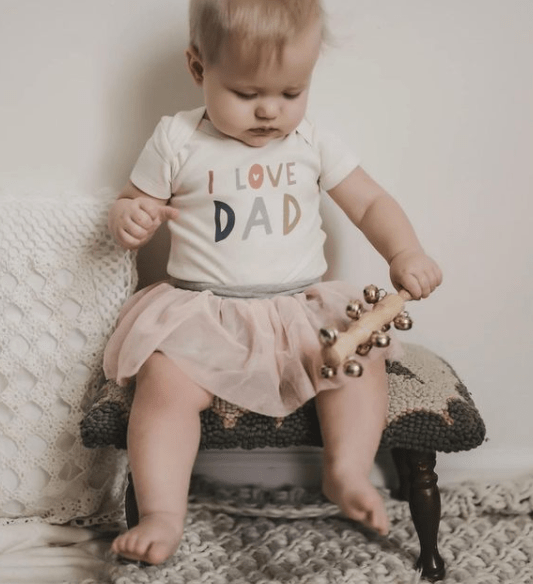 Macrame Oval Play Mat & Love Dad Bodysuit Bundle