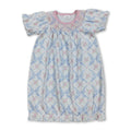 Short sleeves floral bow embroidery baby gown