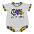 Peace love Mardi Gras baby girls romper