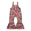 Sleeveless red leopard green face girls Christmas jumpsuit