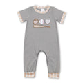 Grey short sleeves baseball baby boys romper