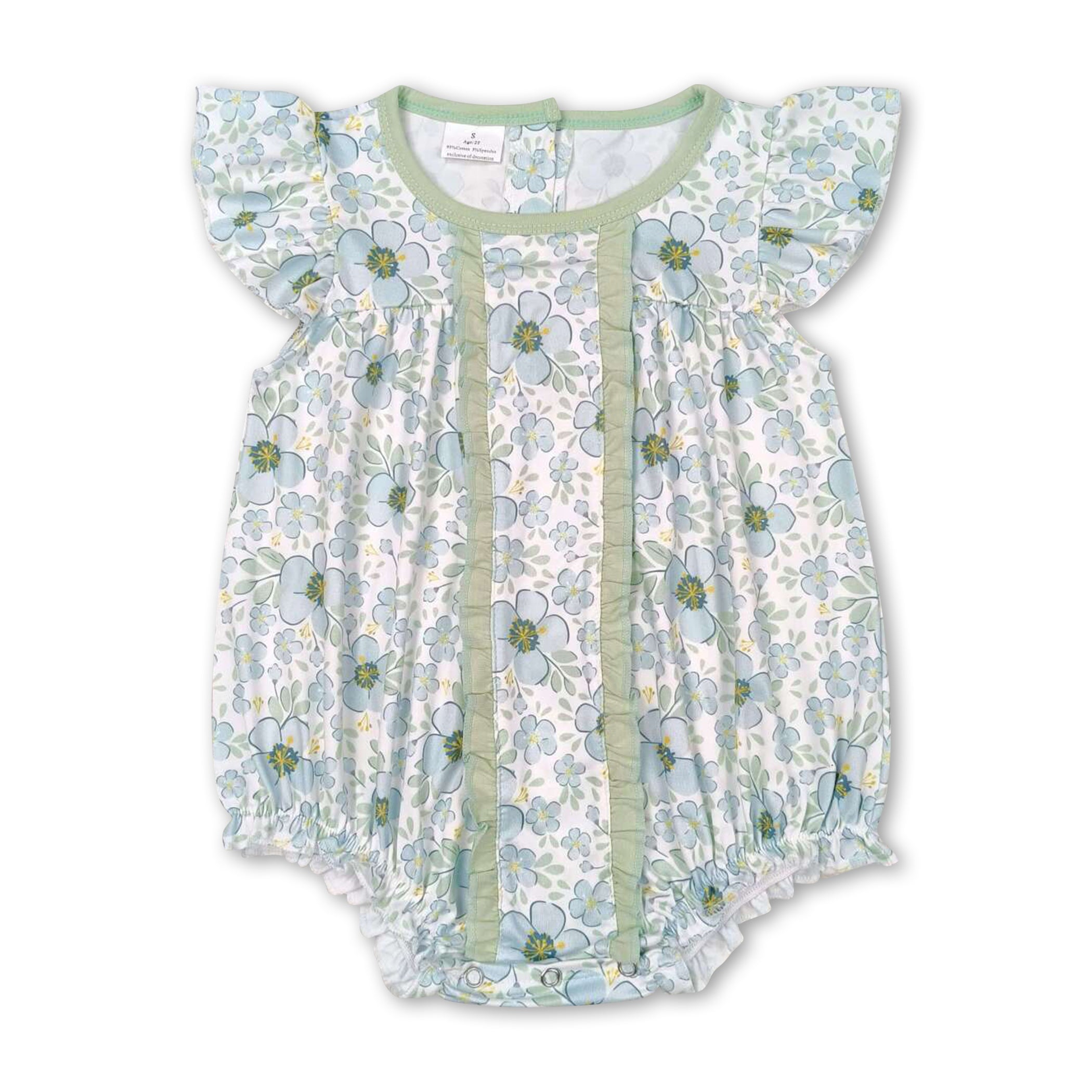 Flutter sleeves floral baby girls summer romper