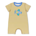 Short sleeves yellow airplane baby boys romper