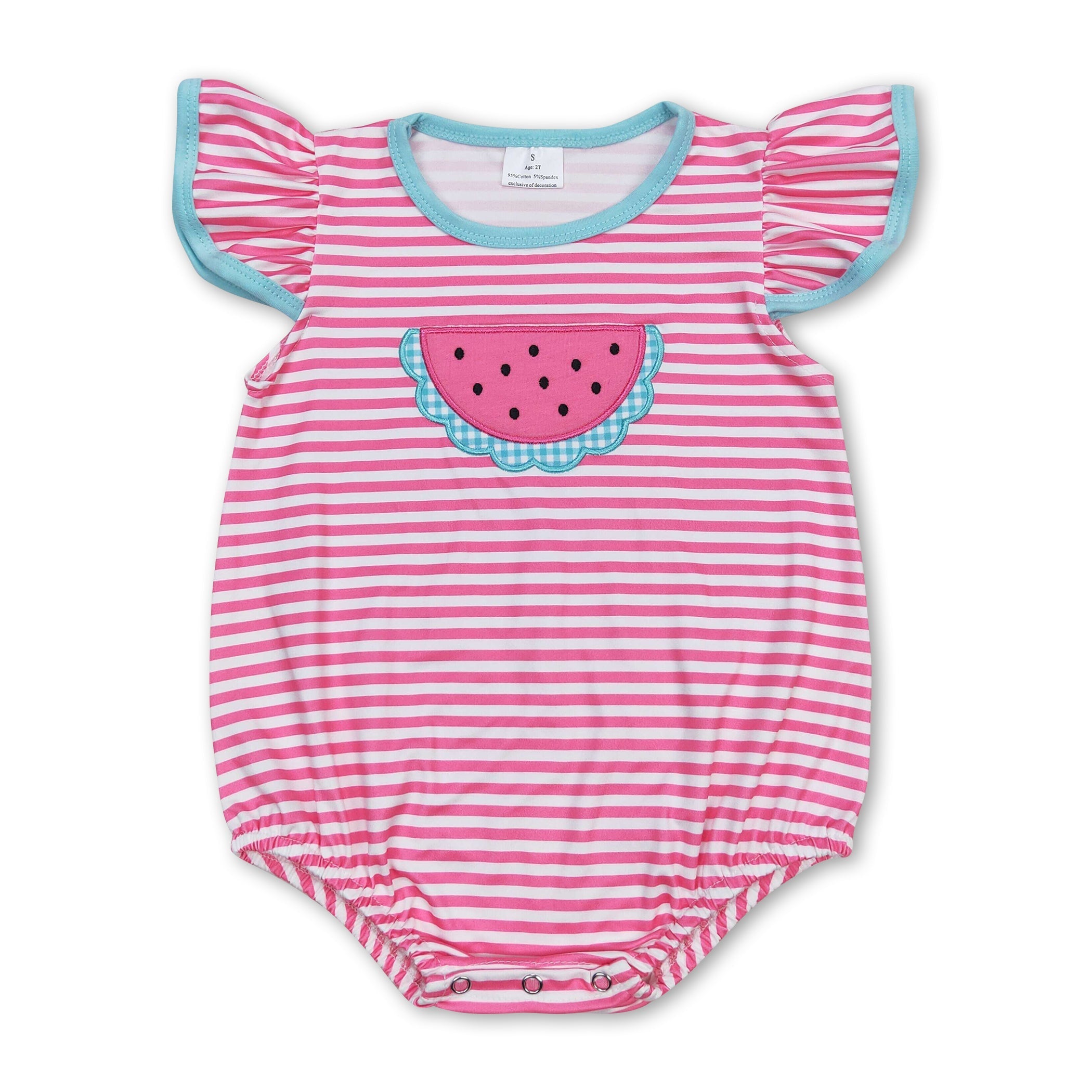 Flutter sleeves stripe watermelon baby girls summer romper