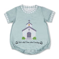 Short sleeves cross church baby kids romper