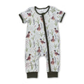 Short sleeves duck grass baby boy zipper romper