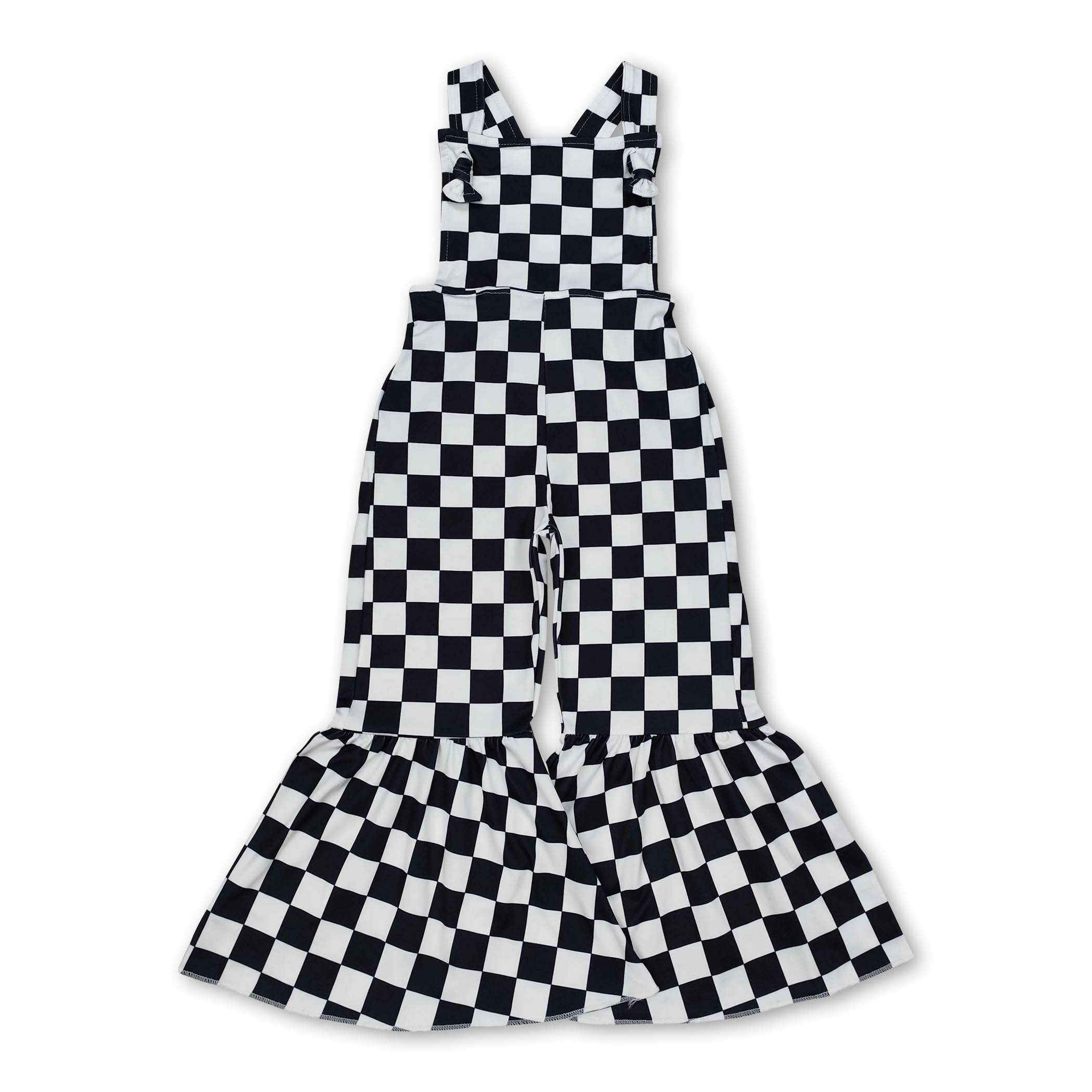 Black straps kids girls bell bottoms jumpsuit