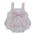 Pink plaid bow polka dots baby girls ruffle romper