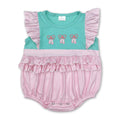 Pink stripe flutter sleeves dance shoes baby girls romper