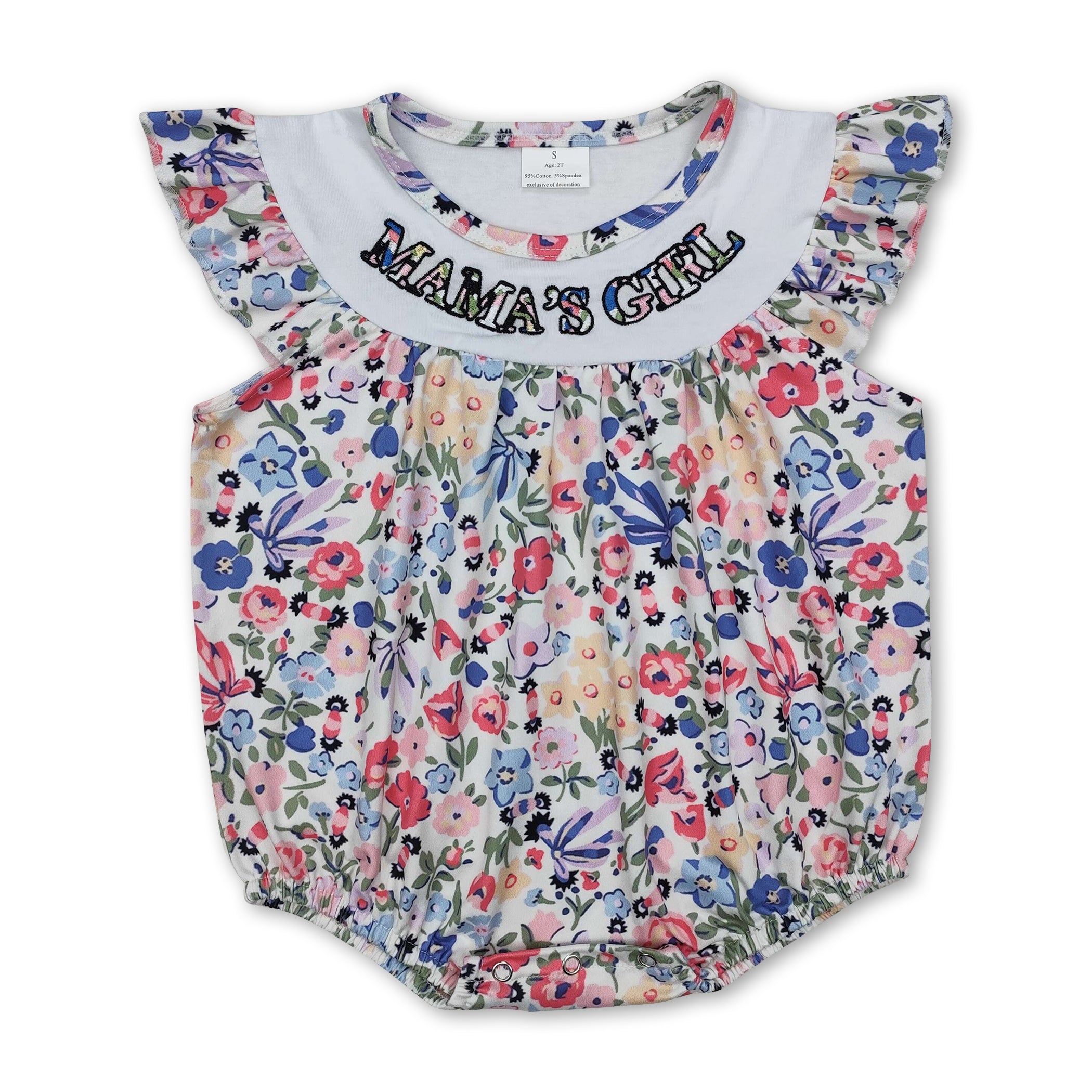 Flutter sleeves mama's girl floral baby girls romper