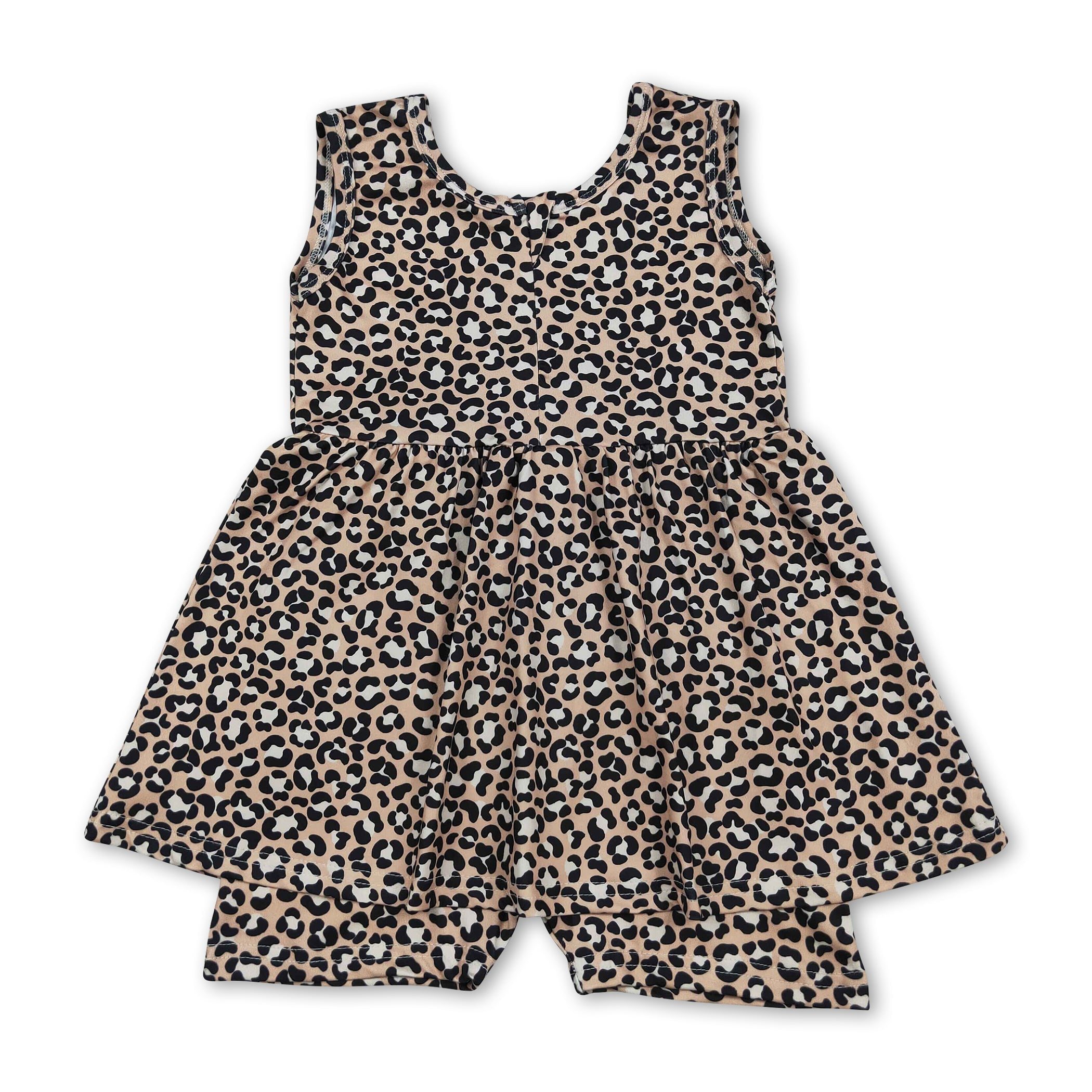 Sleeveless leopard kids girls summer one piece jumpsuit