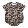 Short sleeves dark brown camo baby boy summer romper