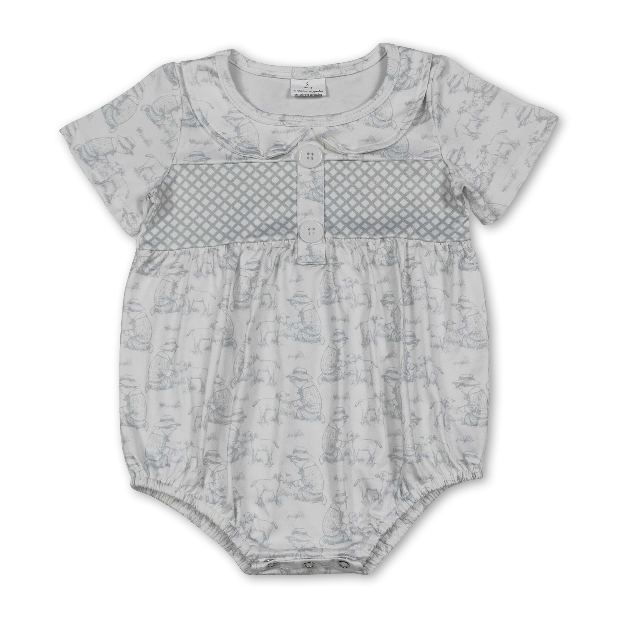 Short sleeves sheep baby boy summer romper