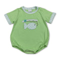 Short sleeves fishing embroidery baby boy summer romper