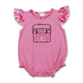 Flutter sleeves camo fishing embroidery baby girl romper