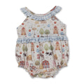 Sleeveless plaid ruffle farm baby girls romper