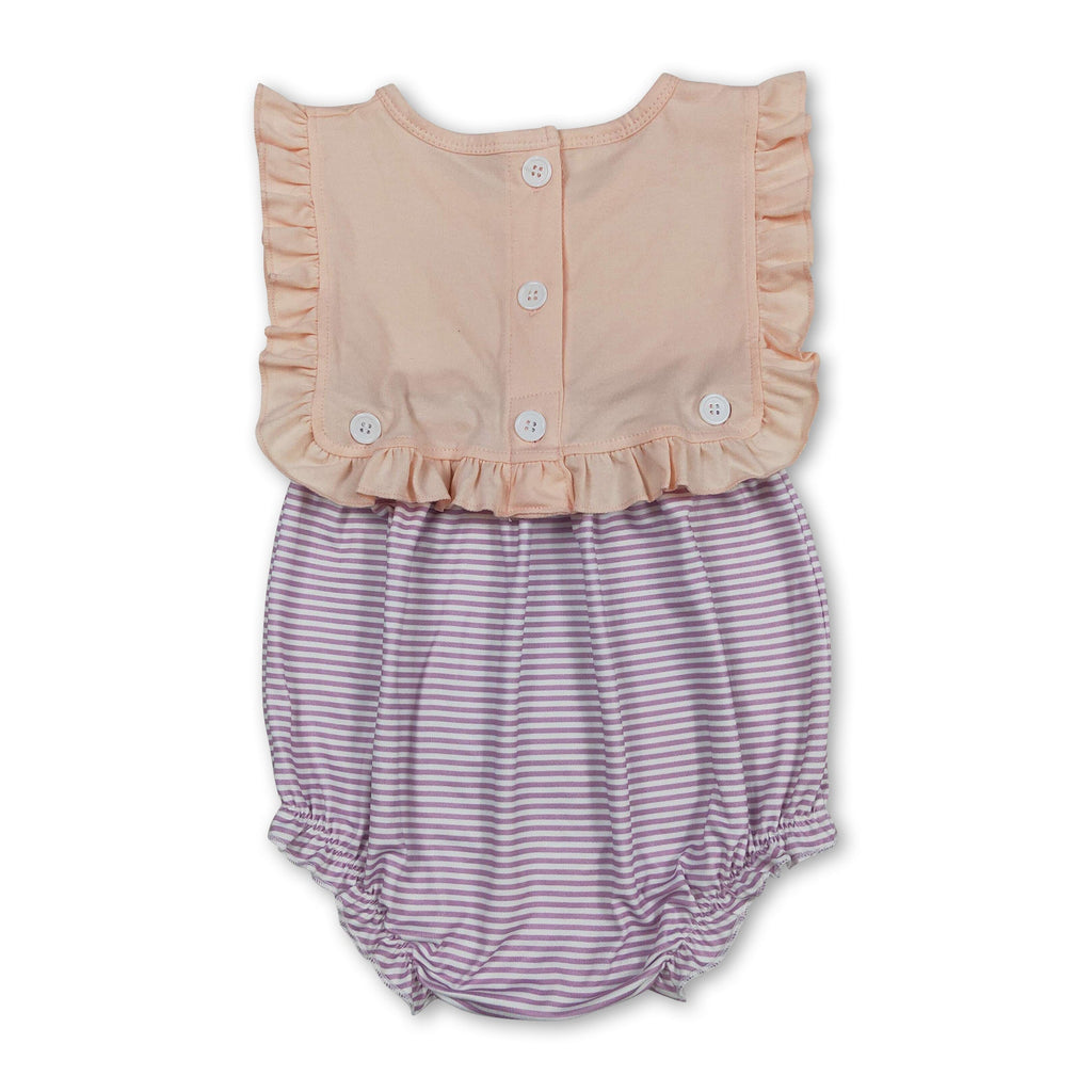 Purple stripe ruffle baby girls summer romper
