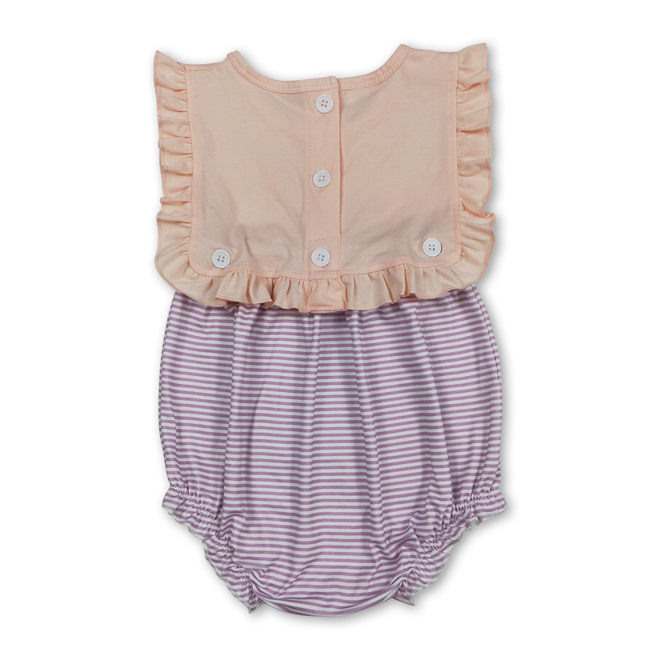 Purple stripe ruffle baby girls summer romper