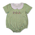 Green stripe duck embroidery baby boy summer romper