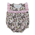 Pink ruffle duck camo bow baby girls summer romper