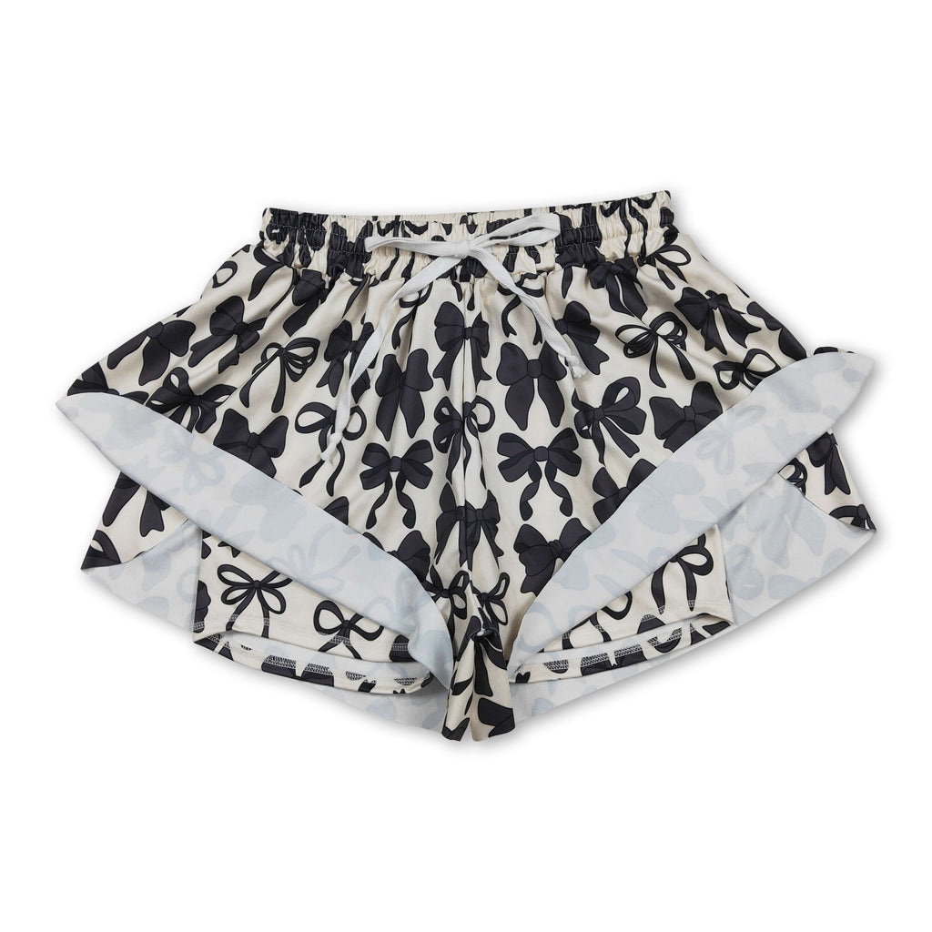 Black bows adult women summer active shorts