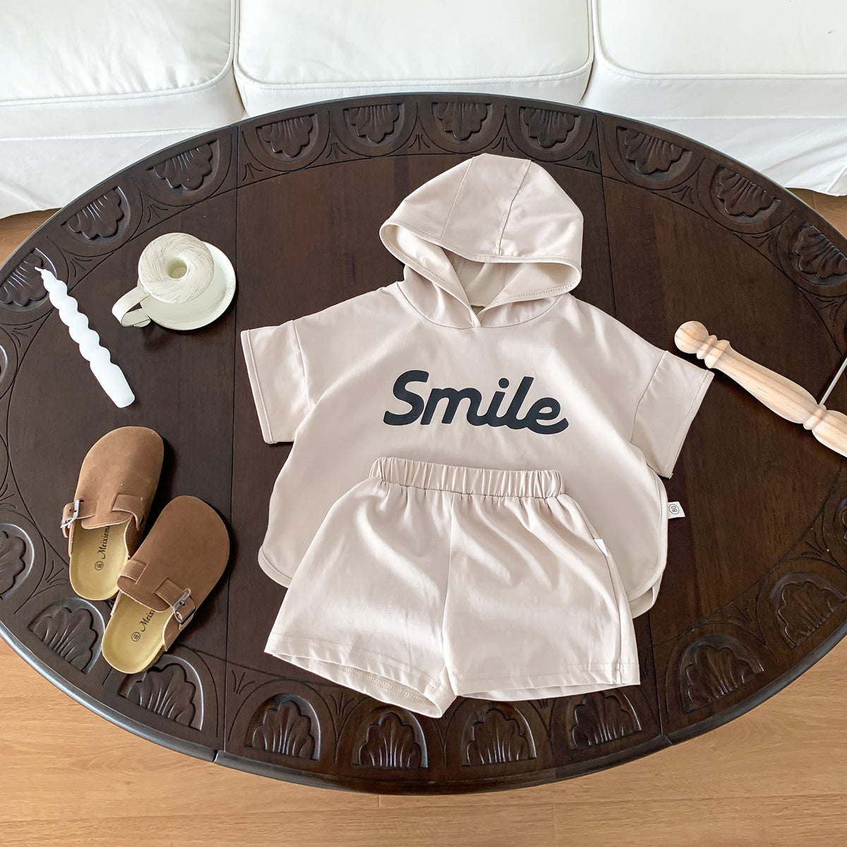 Letter Print Short-sleeve Shorts Suit