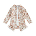 Girls' New Printing Long Sleeve One-piece Swimsuit