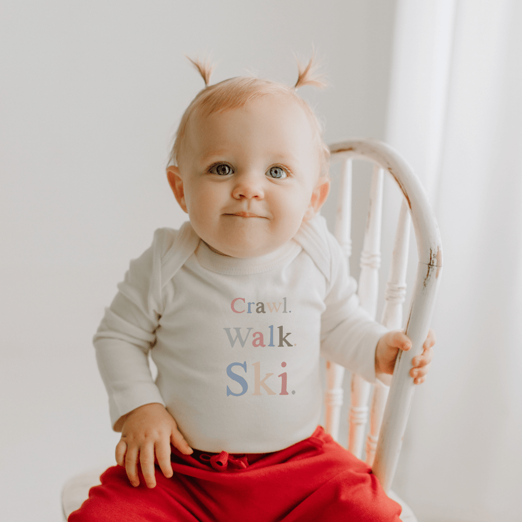 long sleeve graphic bodysuit | crawl walk ski