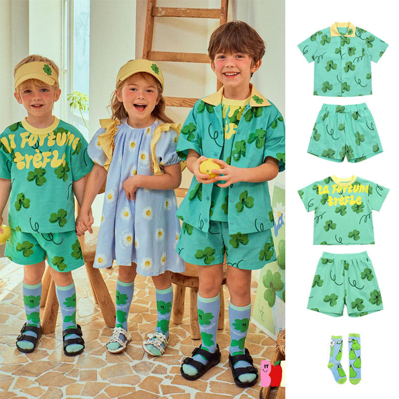 Fashion Printed T-shirt Shorts For Boys And Girls