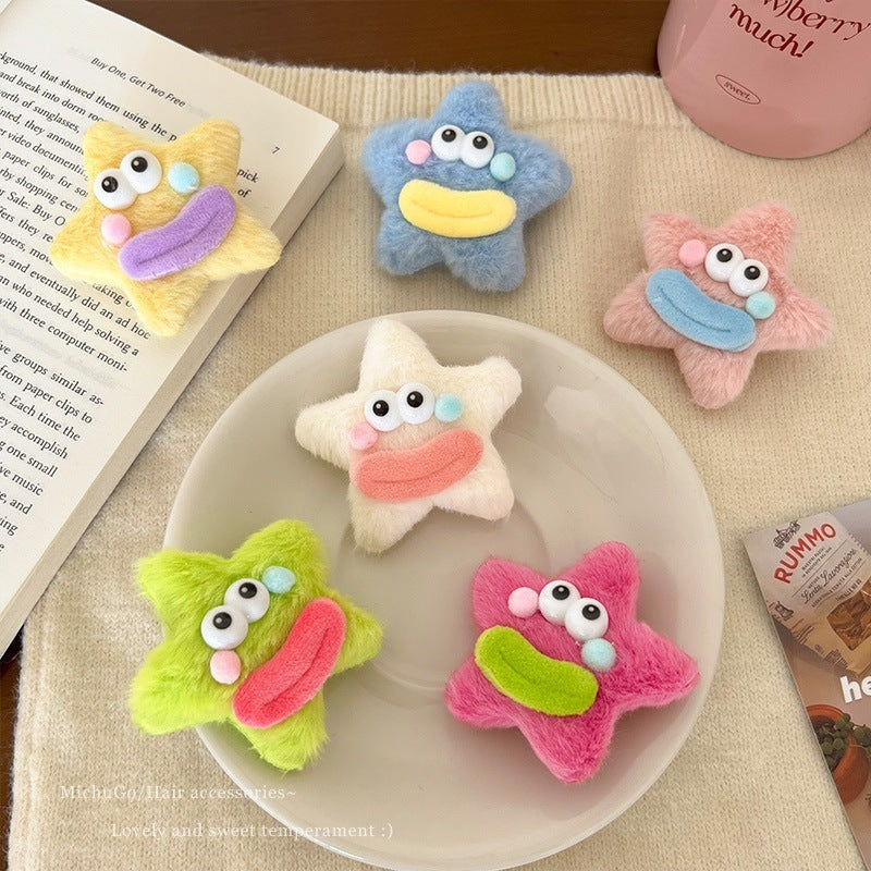 Girly Heart Plush Duckbill Clip