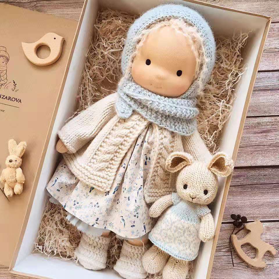 Handmade Plush Doll Golden Curly Girl Finished Product
