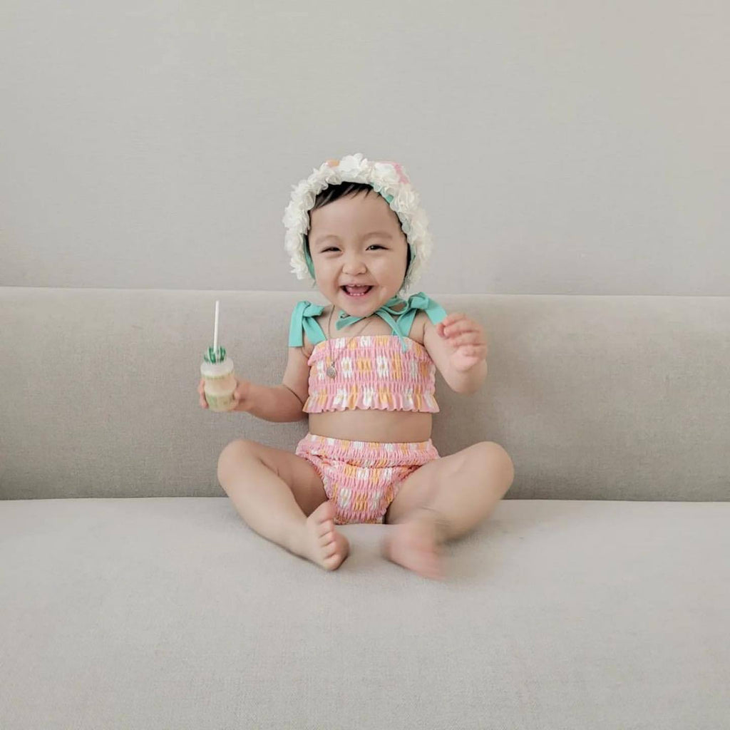 Girls' Flower Hooded One-piece Swimsuit
