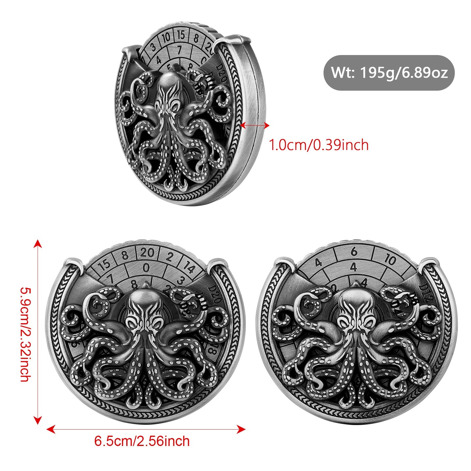 Vintage Kesulu Style, Super Refined Metal Octopus Dice Turntable Gift Box, Immersive Board Game Experience, D20 Random Surprise, Necessary Props For D&D Team