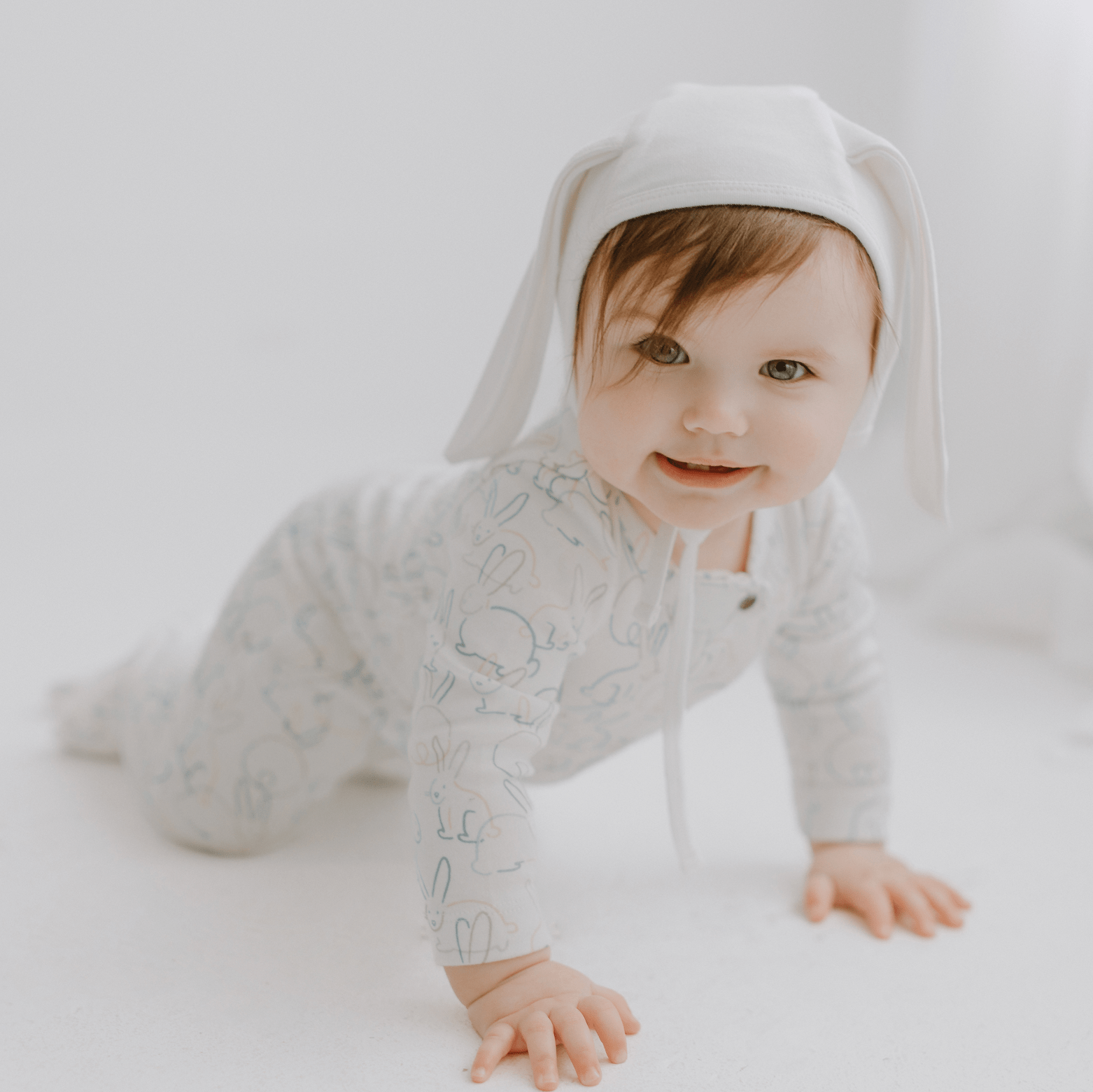 bonnet hat with ears | Ivory