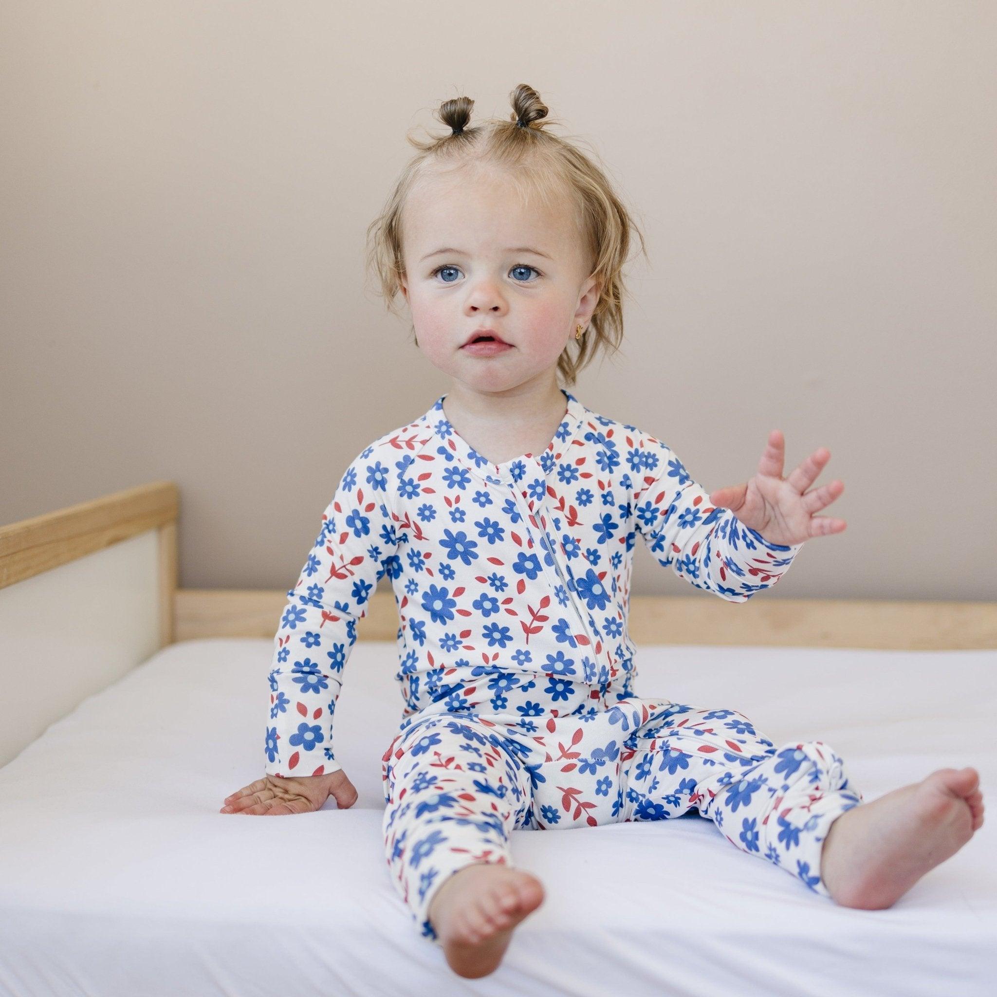 Red White & Blooms Bamboo Zippy Romper *3-6m left