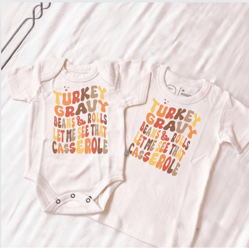 graphic tee | turkey gravy casserole